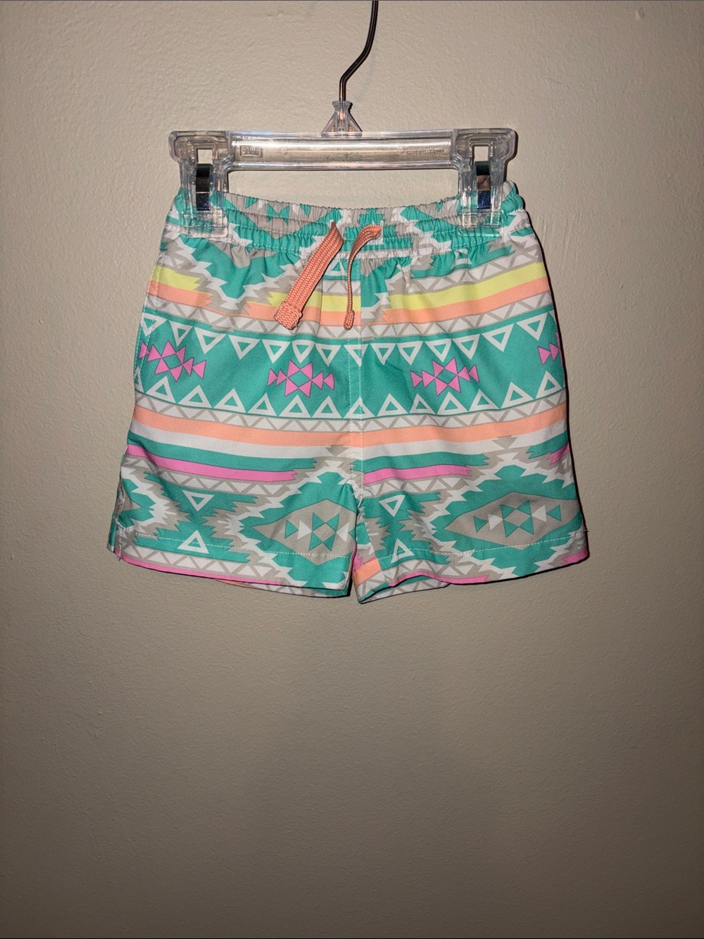 chubbies Kids Aztec Swim Trunks - Mint, Coral & Pink